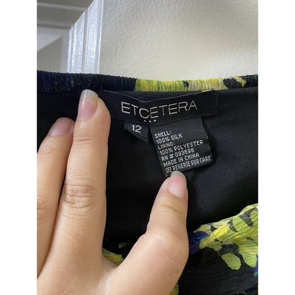 Etcetera Women’s 12 Yellow And Blue Floral Sleeveless Blouse Ruffle - Picture 3 of 12